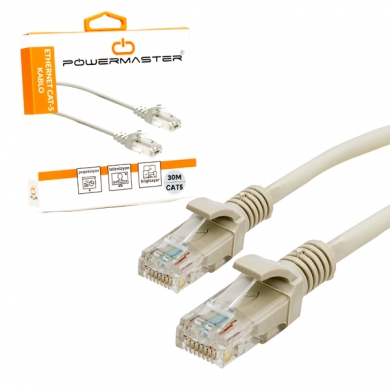 Powermaster CAT 5 Ethernet RJ45 Data Aktarım Kablosu 30 Metre
